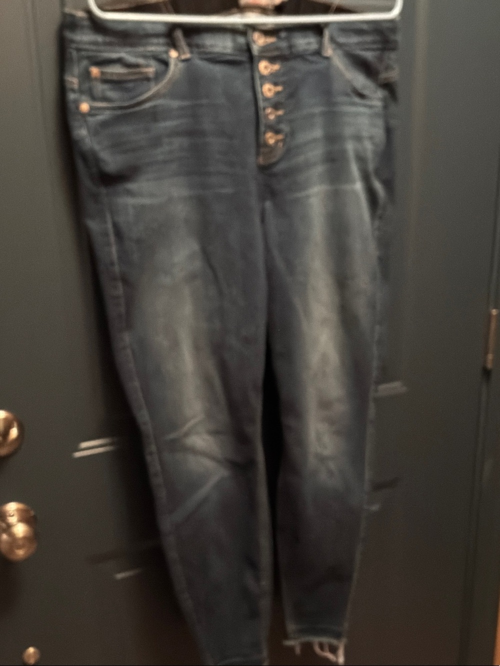 Women’s Dark Wash Jeggings with Button-Fly Detail
